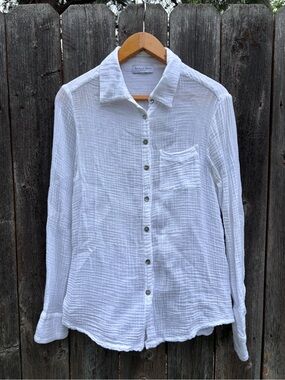 Women's Michael Stars White Button-Down Gauze Shirt - Size Small
